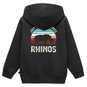 Nashorn Nashörner - Kinder Premium Organic Zip Hoodie - Schwarz - Hinten - AI Model Kid Male (0cm)