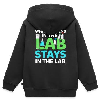 What Happens In The Lab Stays In Lab Chemie Labor - Sweat Premium à capuche zippé enfant bio - noir - Dos - AI Model Kid Male (0cm)