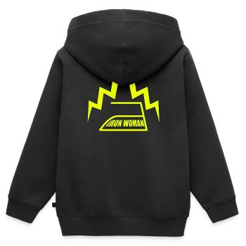 IRON WOMAN Foudre Super Maman Cadeau de la Fête des Mères - Sweat Premium à capuche zippé enfant bio - noir - Dos - AI Model Kid Male (0cm)