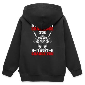 Gym Muskelaufbau Fitness - Kinder Premium Organic Zip Hoodie - Schwarz - Hinten - AI Model Kid Male (0cm)