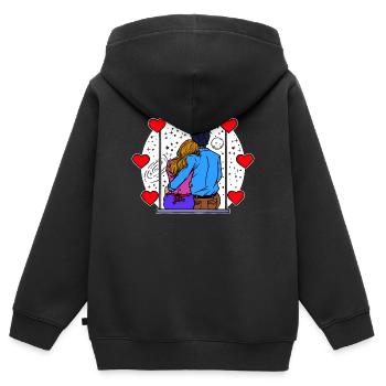 Liebespaar Valentinstag Romantik Herz - Kinder Premium Organic Zip Hoodie - Schwarz - Hinten - AI Model Kid Male (0cm)