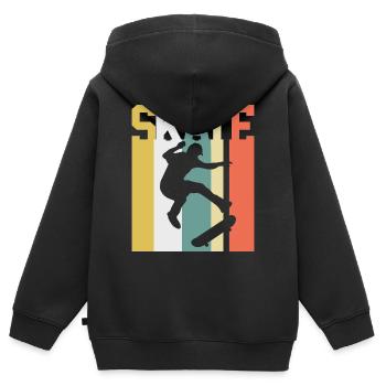 Skaten Skater Skate Vintage - Kinder Premium Organic Zip Hoodie - Schwarz - Hinten - AI Model Kid Male (0cm)