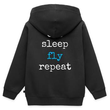 Pilote aux commandes - Sweat Premium à capuche zippé enfant bio - noir - Dos - AI Model Kid Male (0cm)