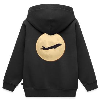 Jumbo Silhouette gegen den Mond - Kinder Premium Organic Zip Hoodie - Schwarz - Hinten - AI Model Kid Male (0cm)