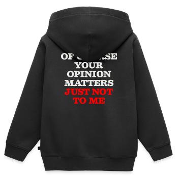 Meinung - Kinder Premium Organic Zip Hoodie - Schwarz - Hinten - AI Model Kid Male (0cm)
