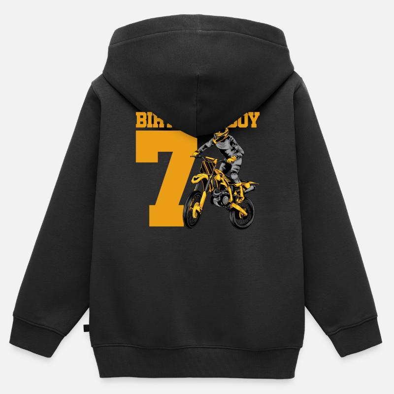 7e anniversaire - Sweat Premium à capuche zippé enfant bio - noir