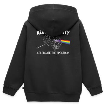 Neurodiversität Feiert Das Spektrum ADHS ASD - Kinder Premium Organic Zip Hoodie - Schwarz - Hinten - AI Model Kid Male (0cm)