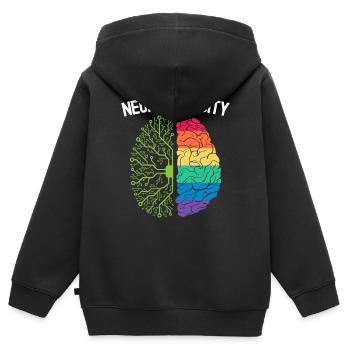 Neurodiversität Regenbogen Autismus Bewusstsein - Kinder Premium Organic Zip Hoodie - Schwarz - Hinten - AI Model Kid Male (0cm)