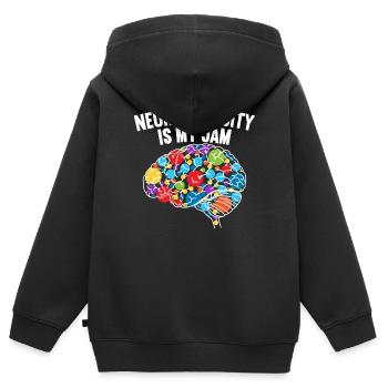 Neurodiversité Est Ma confiture Autisme - Sweat Premium à capuche zippé enfant bio - noir - Dos - AI Model Kid Male (0cm)