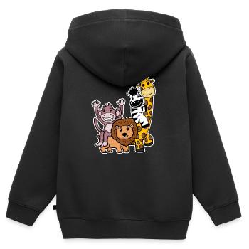 Niedliche Tiere - Kinder Premium Organic Zip Hoodie - Schwarz - Hinten - AI Model Kid Male (0cm)