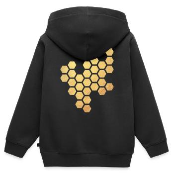 Bienenwaben Gold Honig Muster Sechseck Biene Imker - Kinder Premium Organic Zip Hoodie - Schwarz - Hinten - AI Model Kid Male (0cm)