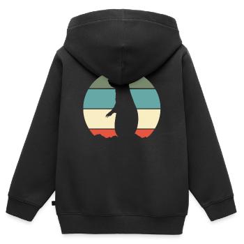 Prairies retro - Sweat Premium à capuche zippé enfant bio - noir - Dos - AI Model Kid Male (0cm)