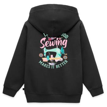 Couture - Sweat Premium à capuche zippé enfant bio - noir - Dos - AI Model Kid Male (0cm)