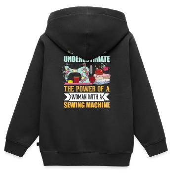 Couture - Sweat Premium à capuche zippé enfant bio - noir - Dos - AI Model Kid Male (0cm)