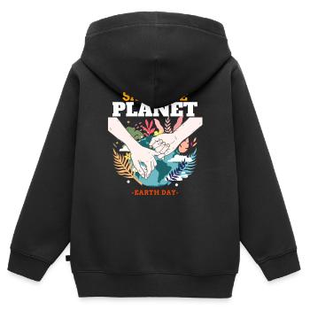 Sauver la Terre – Journée de la Terre - Sweat Premium à capuche zippé enfant bio - noir - Dos - AI Model Kid Male (0cm)