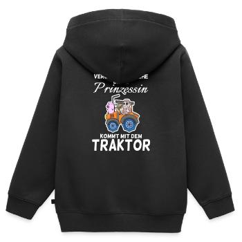 Prinzessin - Kinder Premium Organic Zip Hoodie - Schwarz - Hinten - AI Model Kid Male (0cm)