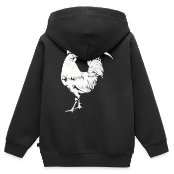 Rooster Chicken Rooster - Kids Premium Organic Zip-up Hoodie - black - Back - AI Model Kid Male (0cm)