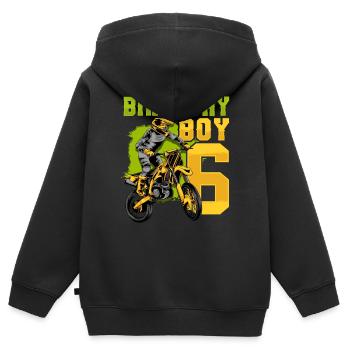 6. Geburtstag Motocross Dirt Bike - Kinder Premium Organic Zip Hoodie - Schwarz - Hinten - AI Model Kid Male (0cm)