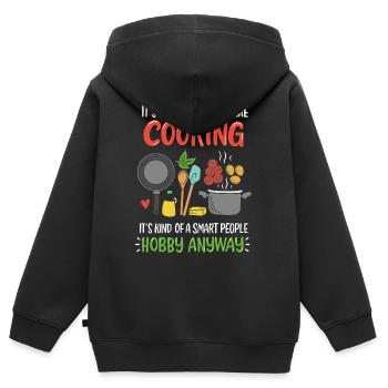 Cuisson Cuisinier Cuisinier - Sweat Premium à capuche zippé enfant bio - noir - Dos - AI Model Kid Male (0cm)