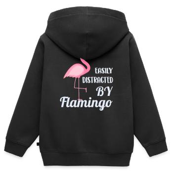 Flamingo - Sweat Premium à capuche zippé enfant bio - noir - Dos - AI Model Kid Male (0cm)