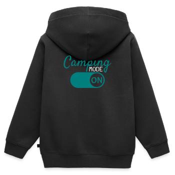 Camping Modus an - Kinder Premium Organic Zip Hoodie - Schwarz - Hinten - AI Model Kid Male (0cm)