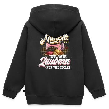 Nähen - Kinder Premium Organic Zip Hoodie - Schwarz - Hinten - AI Model Kid Male (0cm)