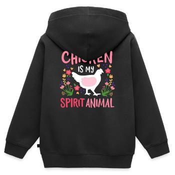 Poules Poules Élevage de poulets - Sweat Premium à capuche zippé enfant bio - noir - Dos - AI Model Kid Male (0cm)