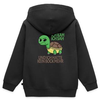 Schildkröte Kein Bock lustiger Spruch - Kinder Premium Organic Zip Hoodie - Schwarz - Hinten - AI Model Kid Male (0cm)
