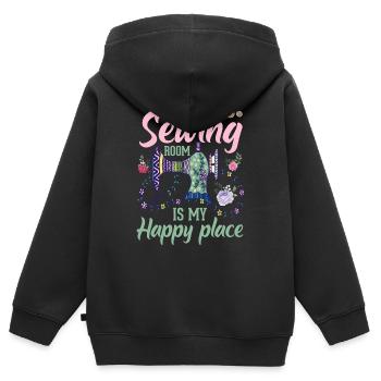 Couture - Sweat Premium à capuche zippé enfant bio - noir - Dos - AI Model Kid Male (0cm)