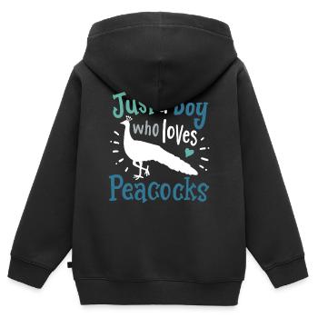 Peacocks birds peacock peacock lovers - Kids Premium Organic Zip-up Hoodie - black - Back - AI Model Kid Male (0cm)