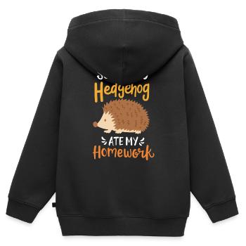 Igel Schüler Schule - Kinder Premium Organic Zip Hoodie - Schwarz - Hinten - AI Model Kid Male (0cm)