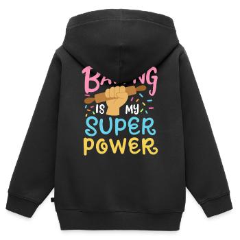 Baking Baker Rolling Pin - Kids Premium Organic Zip-up Hoodie - black - Back - AI Model Kid Male (0cm)