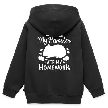 Hamster Schüler zurück in die Schule - Kinder Premium Organic Zip Hoodie - Schwarz - Hinten - AI Model Kid Male (0cm)