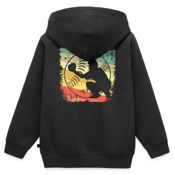 Base-ball - Sweat Premium à capuche zippé enfant bio - noir - Dos - AI Model Kid Male (0cm)