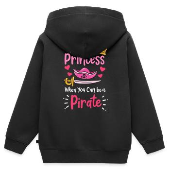 Pirate Pirate Princesse Pirate Fille - Sweat Premium à capuche zippé enfant bio - noir - Dos - AI Model Kid Male (0cm)