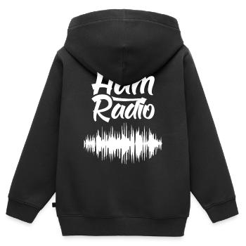 Radio amateur RAdio Amateur radio - Sweat Premium à capuche zippé enfant bio - noir - Dos - AI Model Kid Male (0cm)