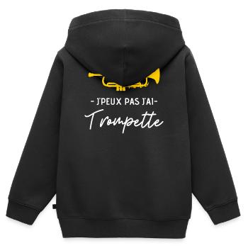 Trompette - Sweat Premium à capuche zippé enfant bio - noir - Dos - AI Model Kid Male (0cm)
