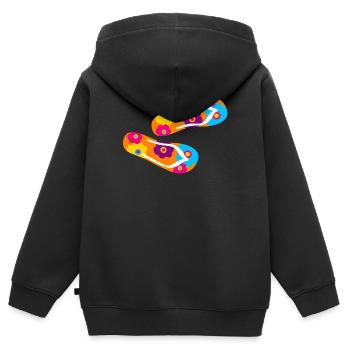 Flip Flops Latent Fleur Fleur Fleur Fleurs colorées - Sweat Premium à capuche zippé enfant bio - noir - Dos - AI Model Kid Male (0cm)