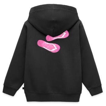 Flip Flop pantoufles peluche fourrure moelleux rose rose - Sweat Premium à capuche zippé enfant bio - noir - Dos - AI Model Kid Male (0cm)