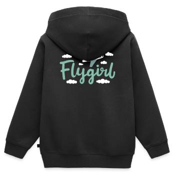 Pilot Girl Flight Attendant Aircraft Aviation - Sweat Premium à capuche zippé enfant bio - noir - Dos - AI Model Kid Male (0cm)