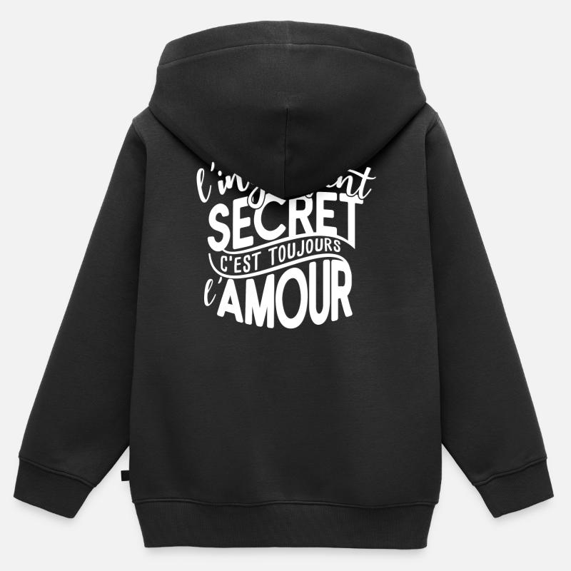 Citation amoureuse en style moderne blanc - Sweat Premium à capuche zippé enfant bio - noir