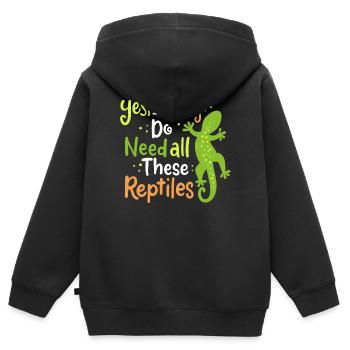 Reptil Eidechse Herpetologe - Kinder Premium Organic Zip Hoodie - Schwarz - Hinten - AI Model Kid Male (0cm)