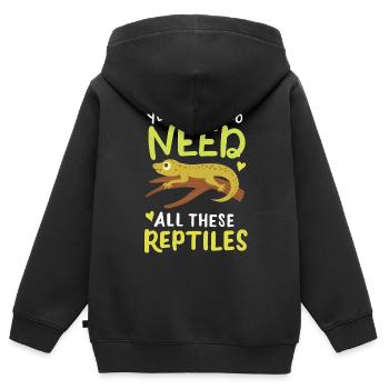 Reptil Eidechse Herpetologe - Kinder Premium Organic Zip Hoodie - Schwarz - Hinten - AI Model Kid Male (0cm)
