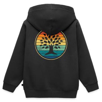 Arbre - Sweat Premium à capuche zippé enfant bio - noir - Dos - AI Model Kid Male (0cm)