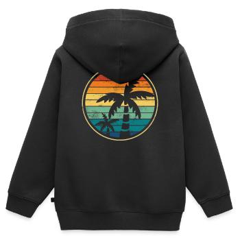Palme Palmen Strand - Kinder Premium Organic Zip Hoodie - Schwarz - Hinten - AI Model Kid Male (0cm)