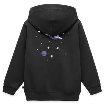 UFO im All - Kinder Premium Organic Zip Hoodie - Schwarz - Hinten - AI Model Kid Male (0cm)