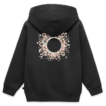 cadre imaginatif en dentelle délicate - Sweat Premium à capuche zippé enfant bio - noir - Dos - AI Model Kid Male (0cm)