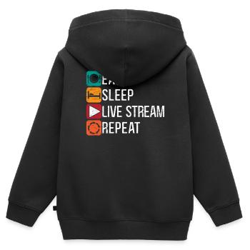 Eat Sleep Live Stream Repeat Online Streaming - Kinder Premium Organic Zip Hoodie - Schwarz - Hinten - AI Model Kid Male (0cm)