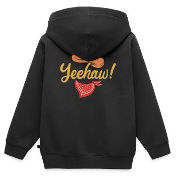 Cowboy Yeehaw Pays de l’Ouest - Sweat Premium à capuche zippé enfant bio - noir - Dos - AI Model Kid Male (0cm)