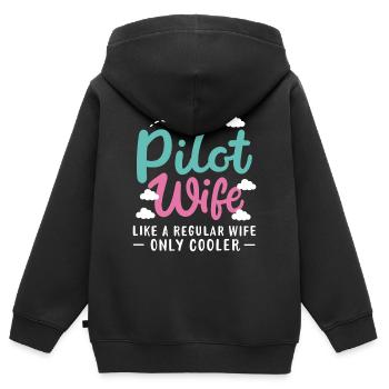 Pilot Frau Flugzeug Luftfahrt - Kinder Premium Organic Zip Hoodie - Schwarz - Hinten - AI Model Kid Male (0cm)